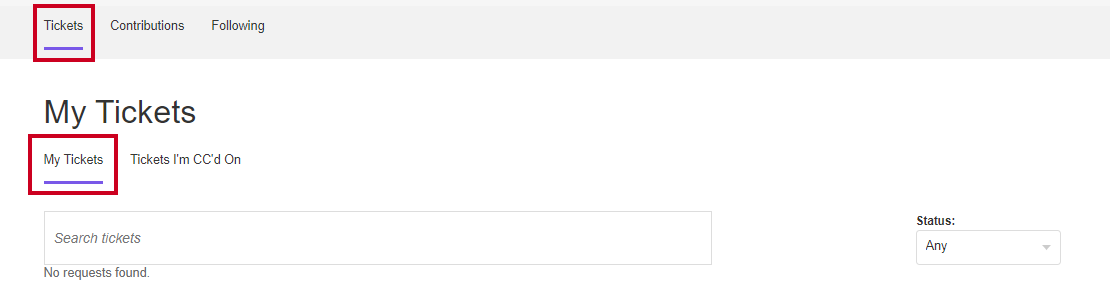 The My Tickets tab under the Tickets tab.