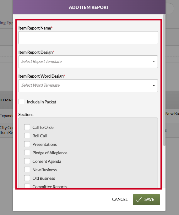 report details fields