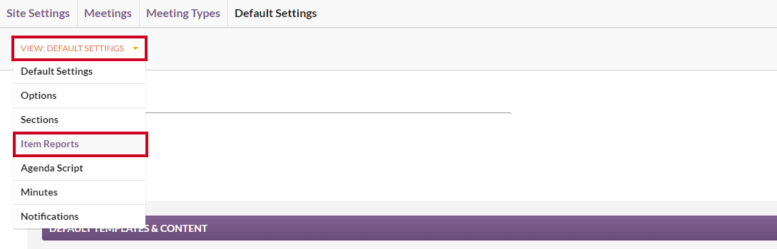 view menu, item reports option