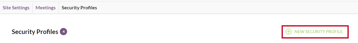 A white, rectangular New Security Profile button below the User Menu.