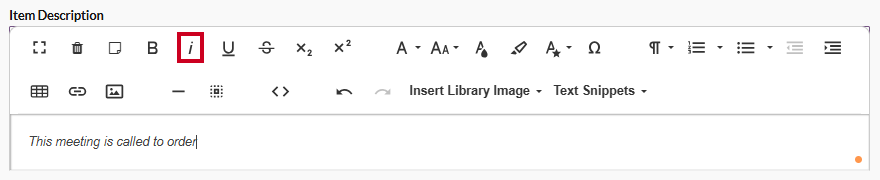 text editor italic tool
