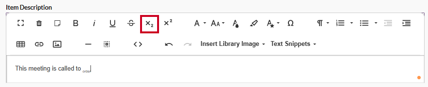 text editor subscript tool