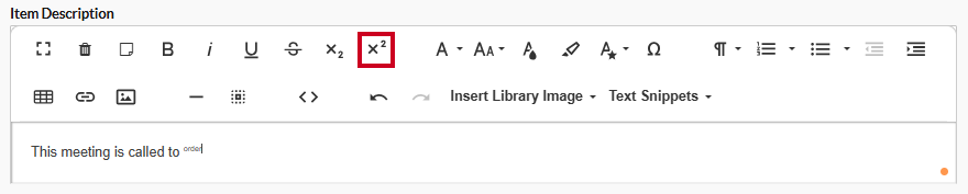 text editor superscript tool