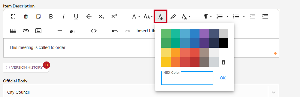 text editor text color tool