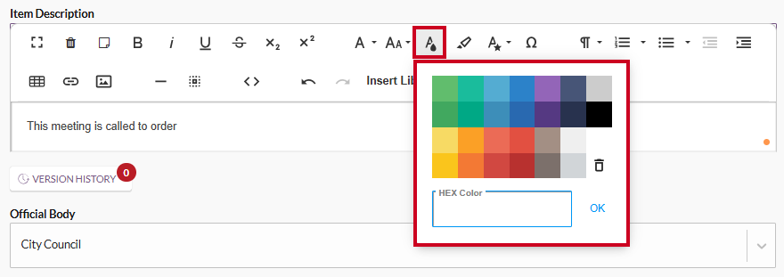 text editor text color tool