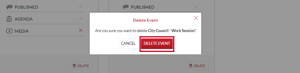 delete event button