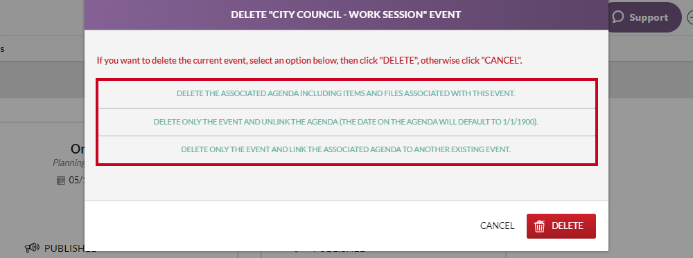 deletion options