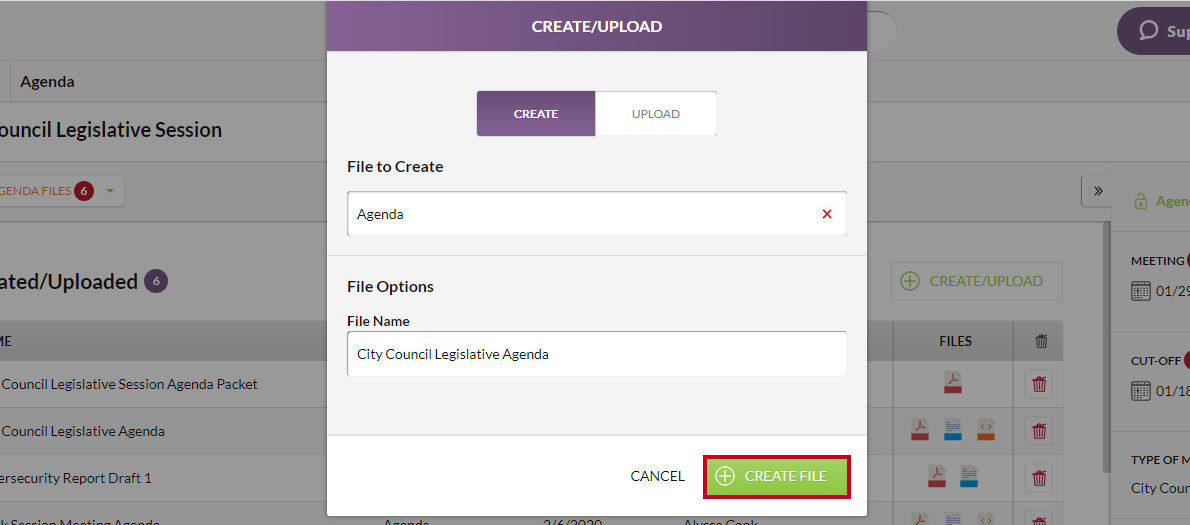 create file