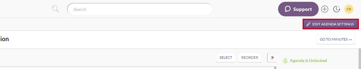 edit agenda settings button