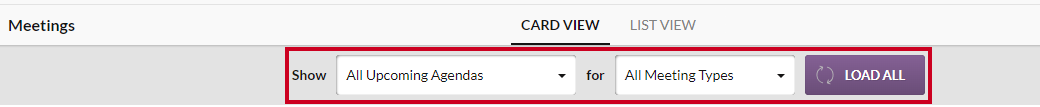 agenda filter options