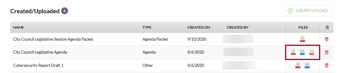 Example agenda file icons.