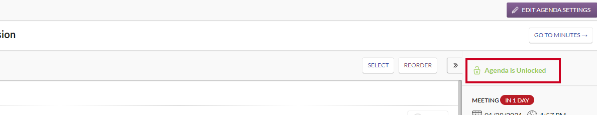agenda unlocked status