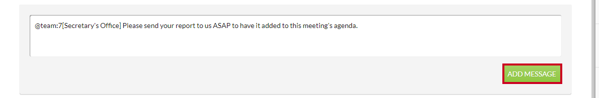 The green, rectangular Add Message button below the lower-right corner of the Post a message box.