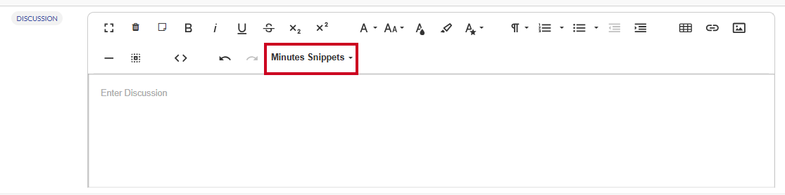 The Minutes Snippets button.