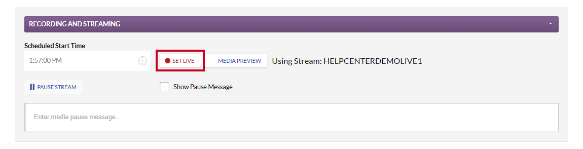 set live button