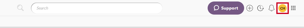 Example User Menu icon in the upper-right corner of the screen between the history and the application picker icons.