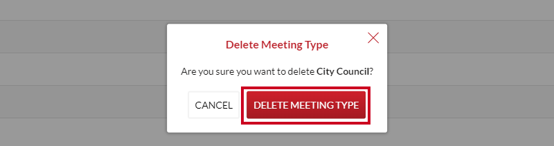 delete meeting type button