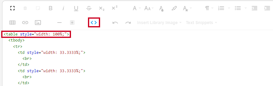 Table style width.