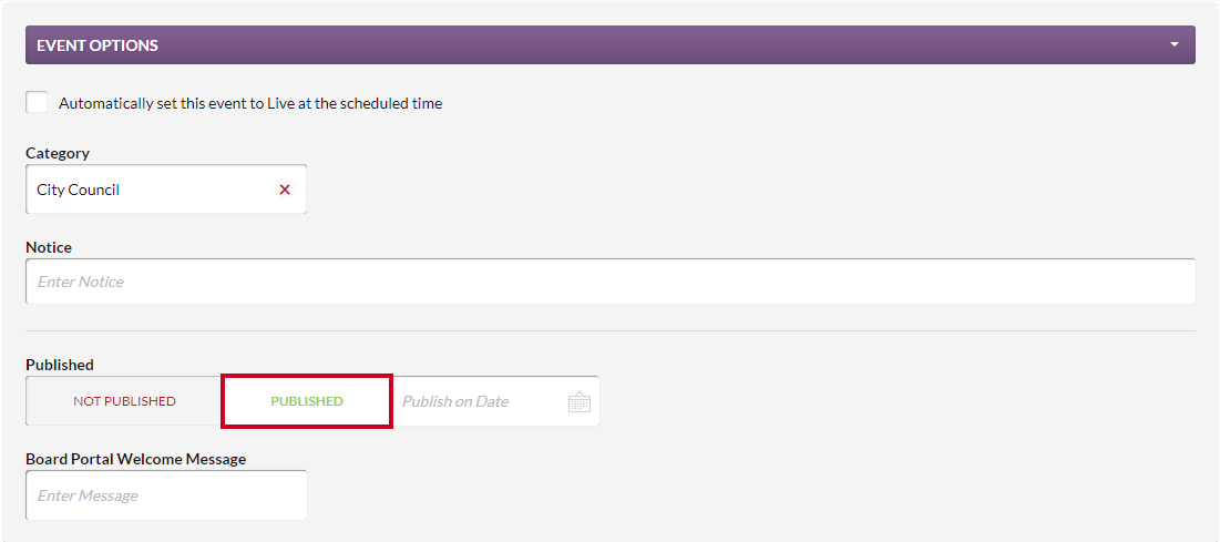 Published event option.