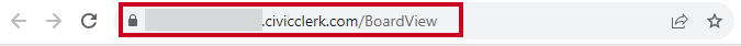Example board portal URL in a browser address bar.