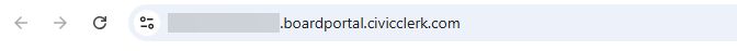 Example board portal URL in a browser address bar.