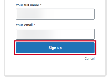 Sign up button.