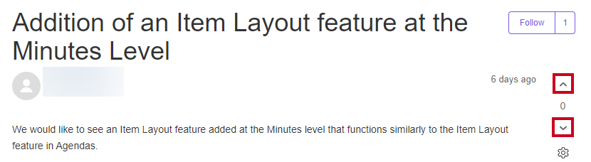 Upvote and downvote arrows on an example community post.