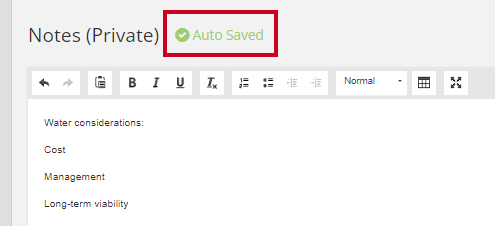 Auto saved indicator.