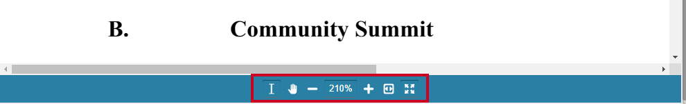 A PDF viewer toolbar at the bottom-center of the screen, below the document pane.