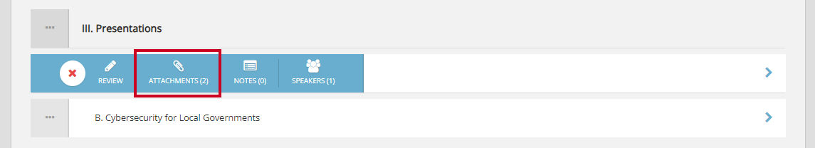 The Attachments option within the expanded three-dot menu.