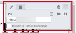 Text Hyperlink Annotation floating toolbar.