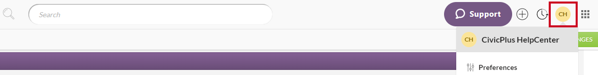 Meetings Select User Menu Dropdown.