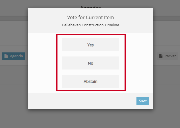 Yes, No, and Abstain vote options.