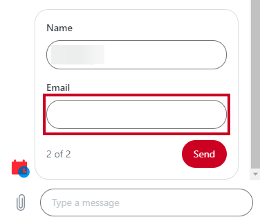 A field into which the requester can enter their email.