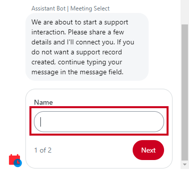 A field into which the requester can enter their name.