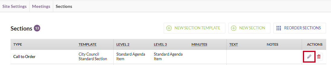The Edit button to the right of an example section.