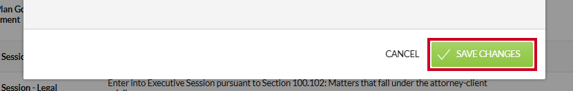 The green, rectangular Save Changes button in the lower-right corner of the Edit Item Snippet modal.