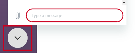 A gray, circular Collapse button with a black down arrow located below the Support widget.