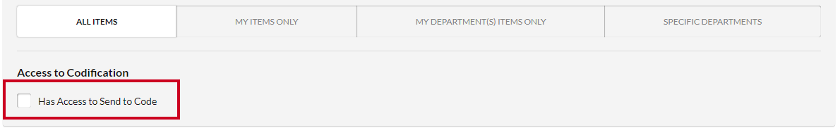 The Has Access to Send to Code checkbox.