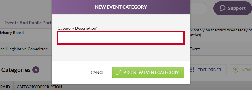 The Category Description text box.