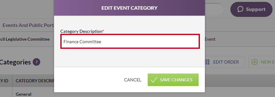 The Category Description text box.