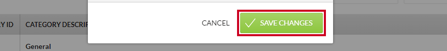 A green, rectangular Save Changes button in the lower-right corner of the Edit Event Category dialog box.