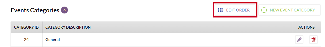 The white, rectangular Edit Order button to the right of the Events Categories heading.