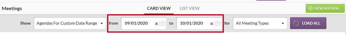 The Custom Date Range From and To fields.
