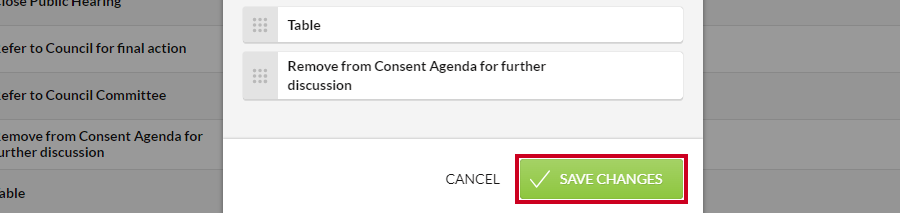 The green, rectangular Save Changes button in the lower-right corner of the Edit Order modal.
