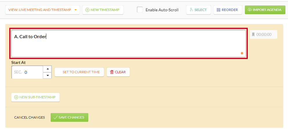 An example timestamp details textbox.