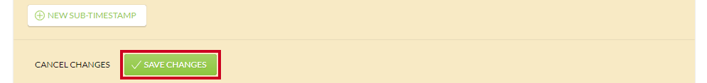 The green, rectangular Save Changes button in the lower-left corner of the timestamps dialog box.
