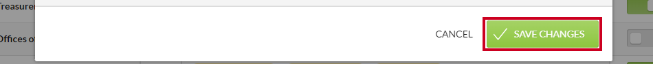 The green, rectangular Save Changes button in the lower-right corner of the Edit Team modal.