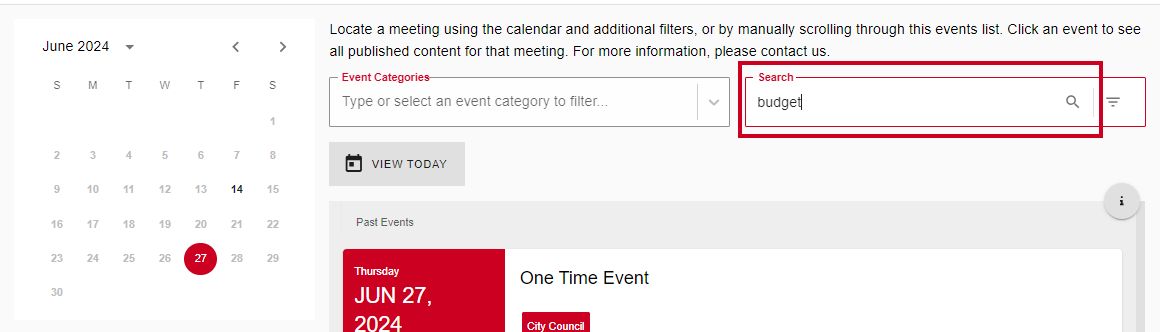 The Search Bar with example text entered and the Search icon.