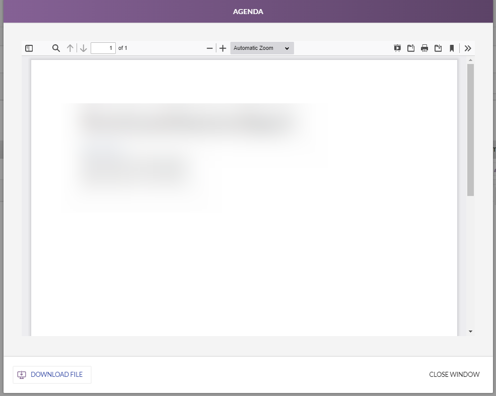 An attachment viewer modal with an example attachment.